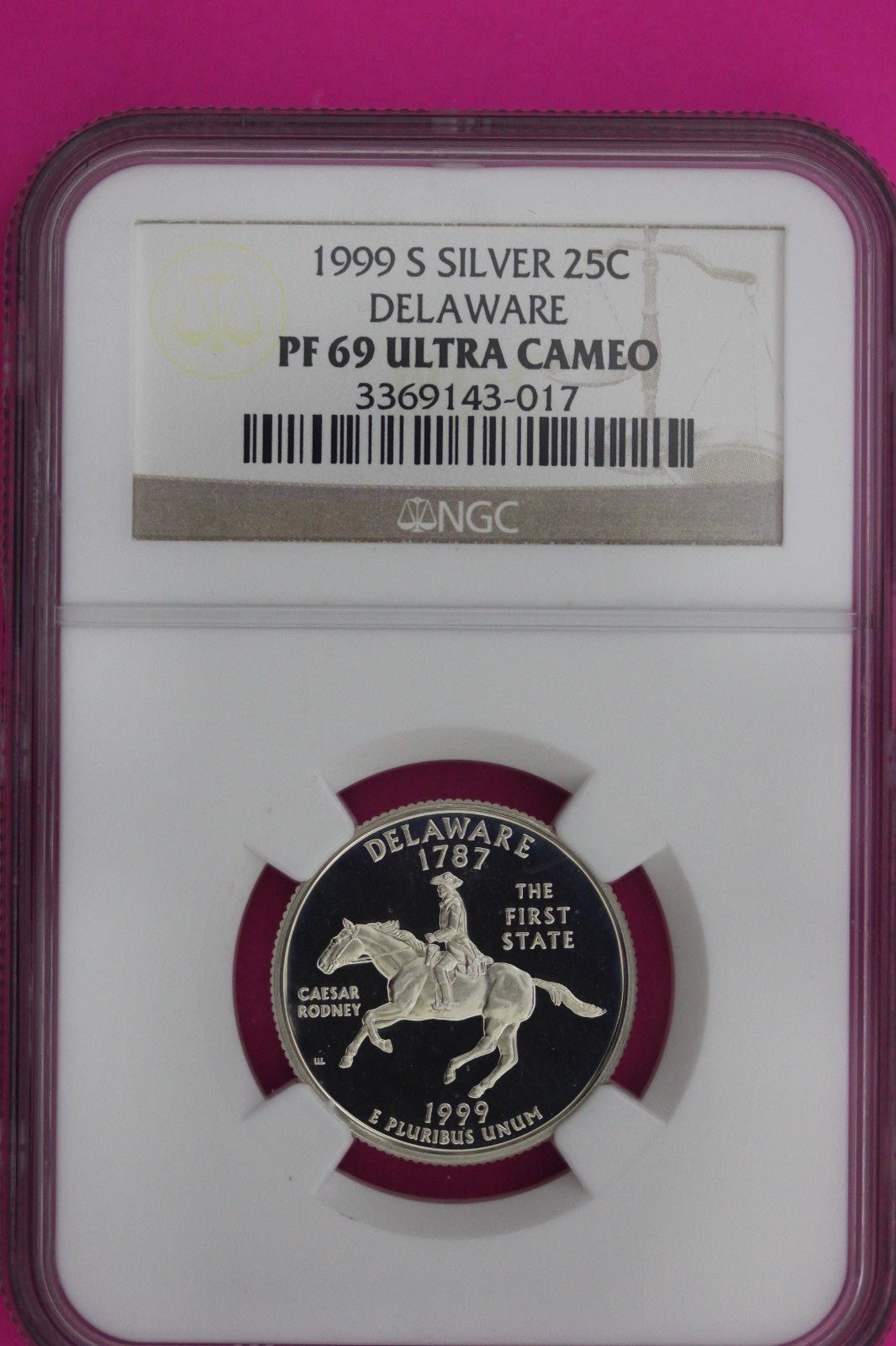 1999 S PF 69 Delaware Silver State Quarter NGC Certified Authentic Genuine 976