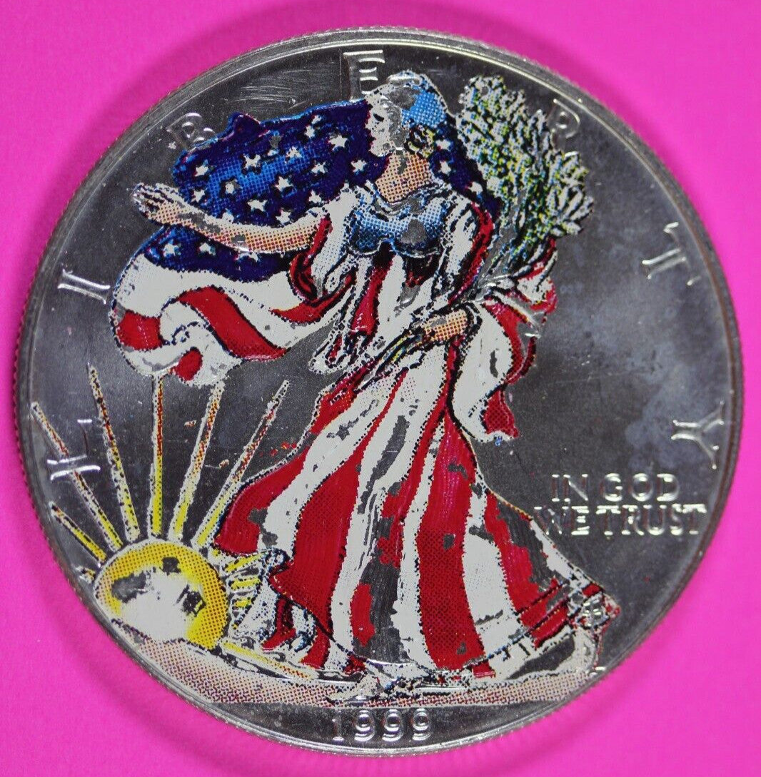 Colorized 1999 American Silver Eagle 1 Ounce .999 Fine Exact Coin Shown 174
