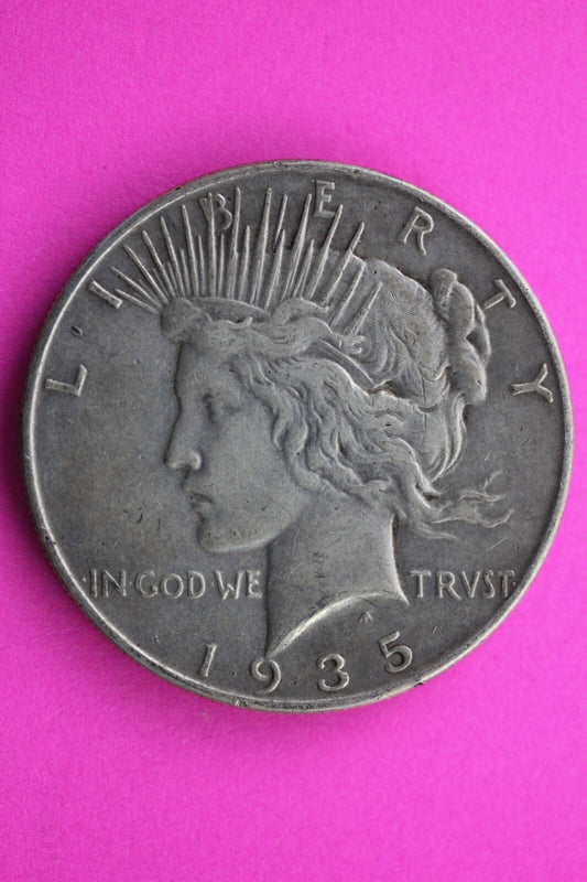 High Grade 1935 P Peace Silver Dollar LIberty Coin Guaranteed Authentic 0358N