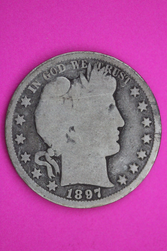 1897 S Barber Liberty Silver Half Dollar Guaranteed Authentic Key Date Coin 267N