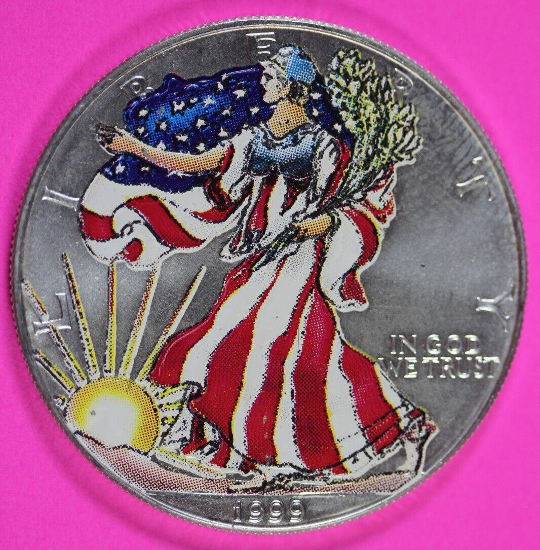 Colorized 1999 American Silver Eagle 1 Ounce .999 Fine Exact Coin Shown 166