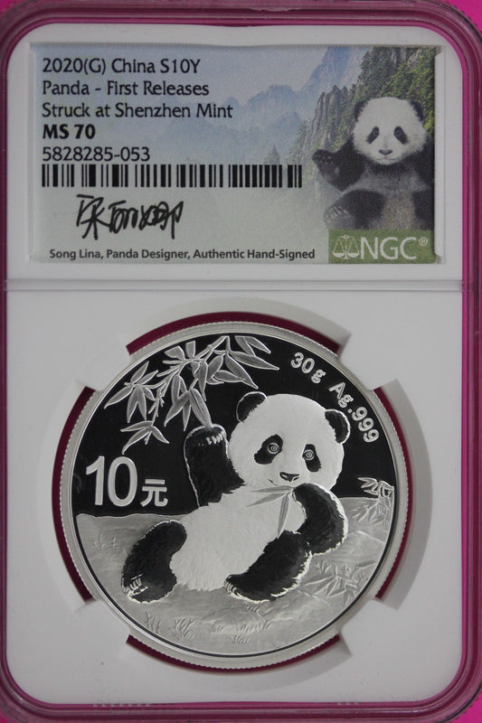 2020 MS 70 China Panda Shenzhen 1 OZ 999 Silver NGC Certified Authentic Slab 164
