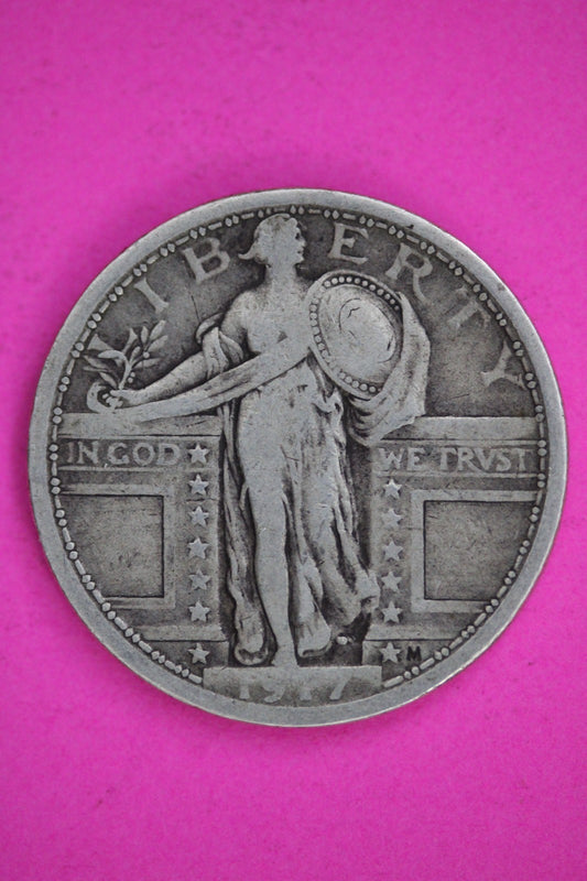 1917 P T1  Standing Liberty Silver Quarter Guaranteed Authentic Coin 2933
