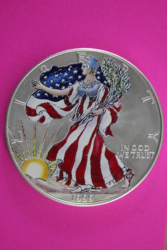 Colorized 1999 American Silver Eagle 1 Ounce .999 Fine Exact Coin Shown N0517