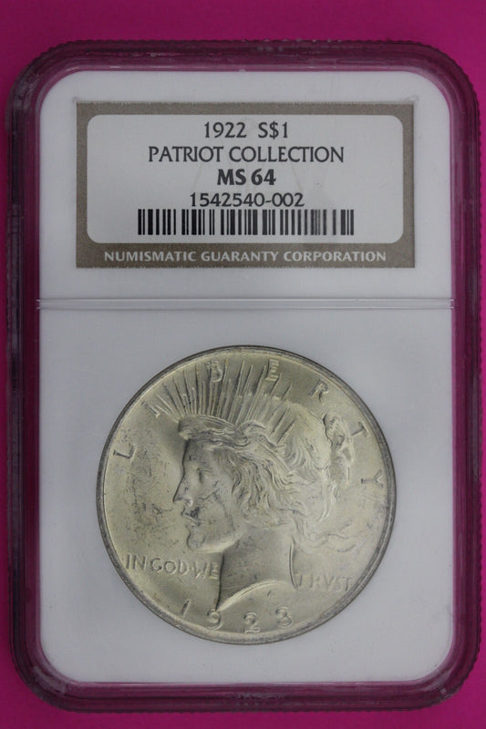 1923 P MS 64 Liberty Peace Silver Dollar NGC Label Error Patriot Collection 504