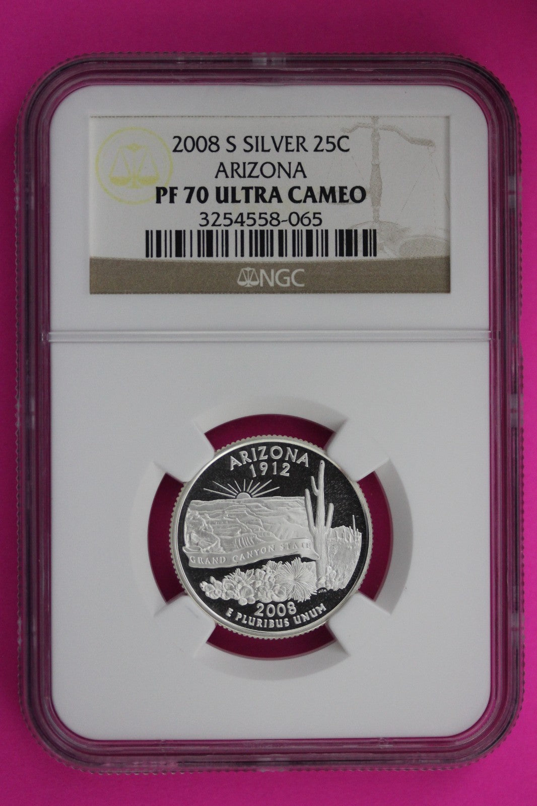 2008 S PF 70 Arizona Silver State Quarter NGC Certified Authentic Slab 472