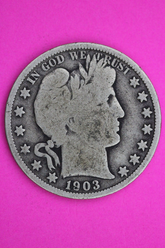 1903 S Barber Liberty Silver Half Dollar Guaranteed Authentic Genuine Coin 2335