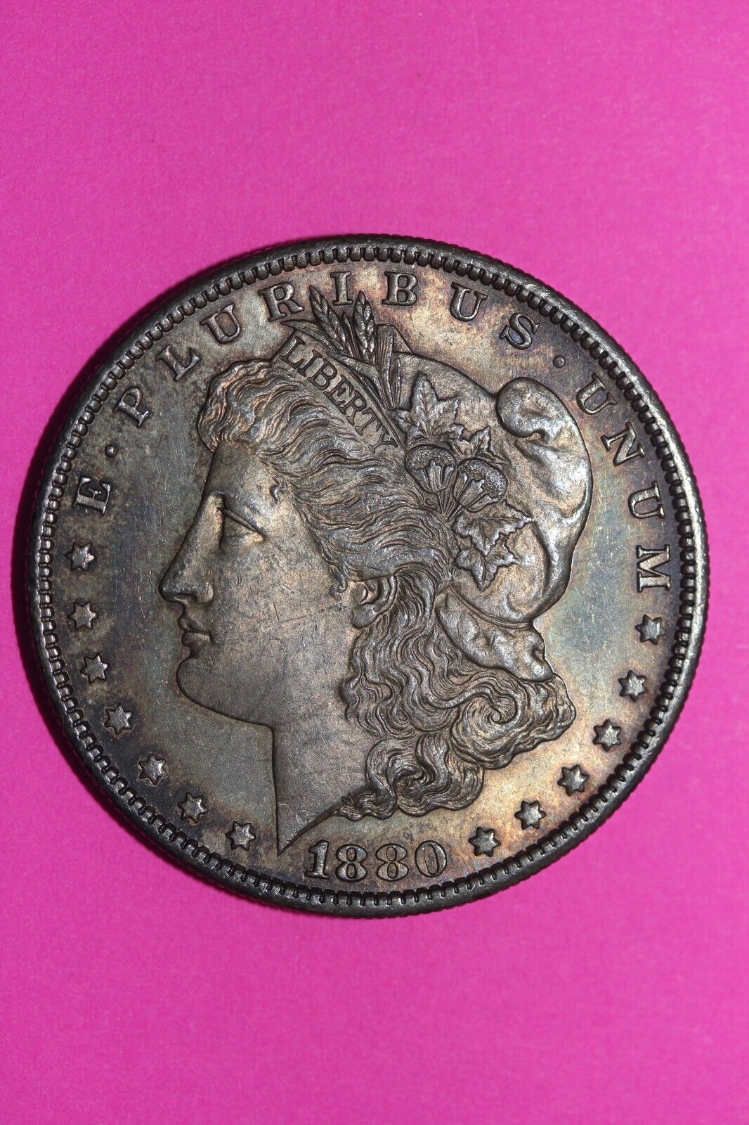High Grade Toned 1880 S Morgan Silver Dollar Coin Guaranteed Authentic 0322N