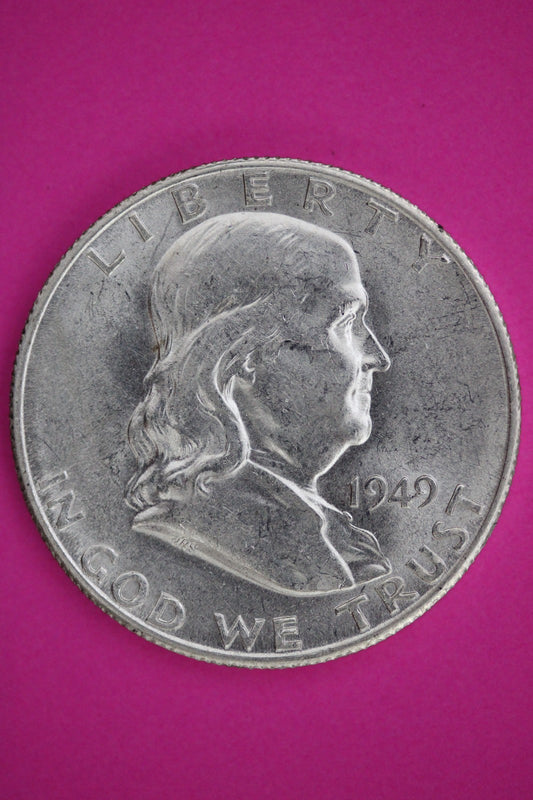 High Grade 1949 S Ben Franklin Silver Half Dollar Guaranteed Authentic Coin 2617