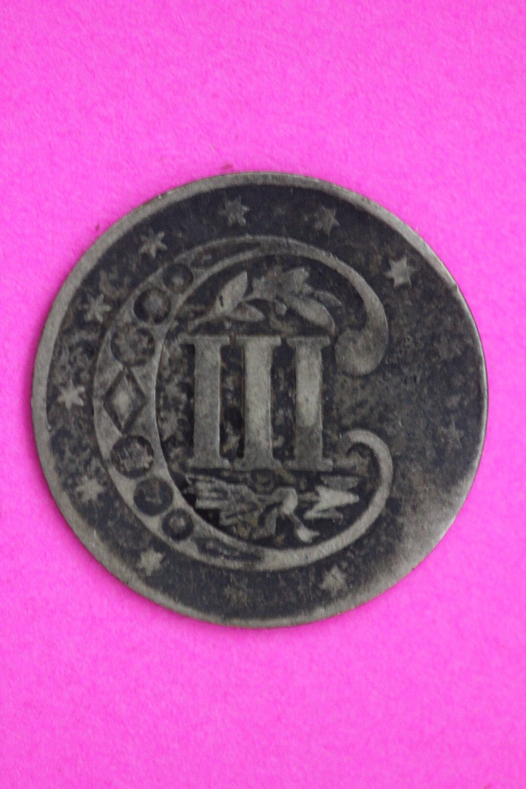 1859 P Trime 3 Three Cent Silver Dime Coin Guaranteed Authentic & Genuine 0706N