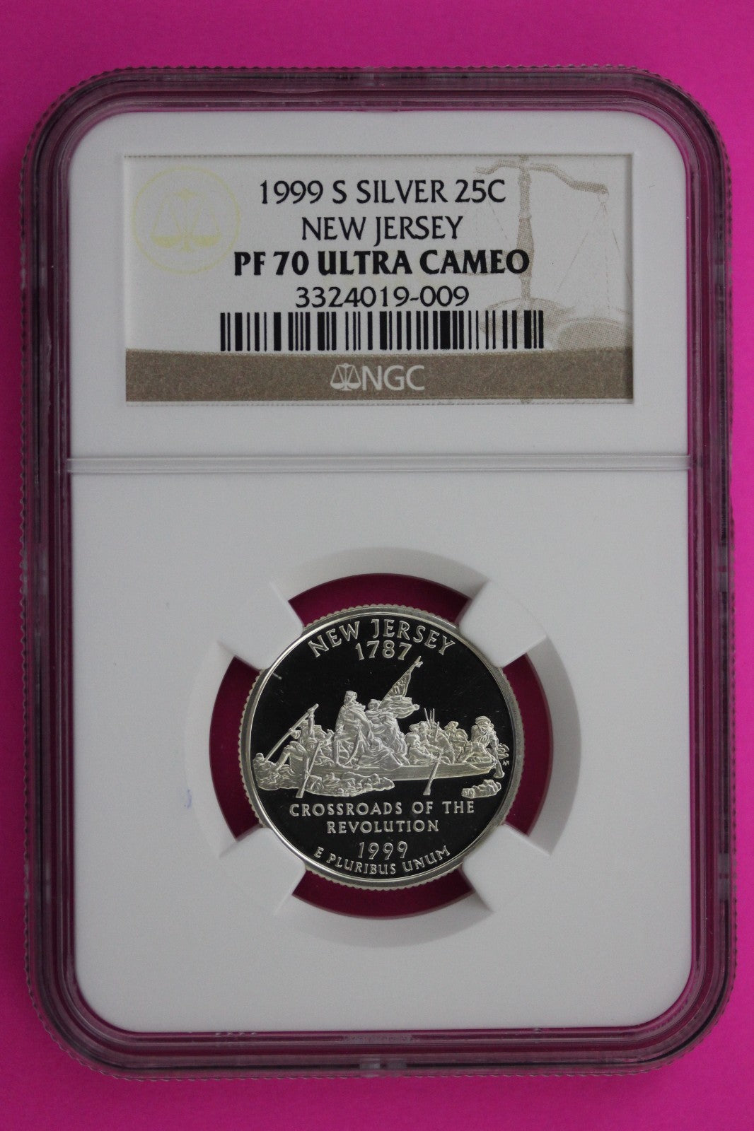 1999 S PF 70 New Jersey Silver State Quarter NGC Certified Authentic Slab 456