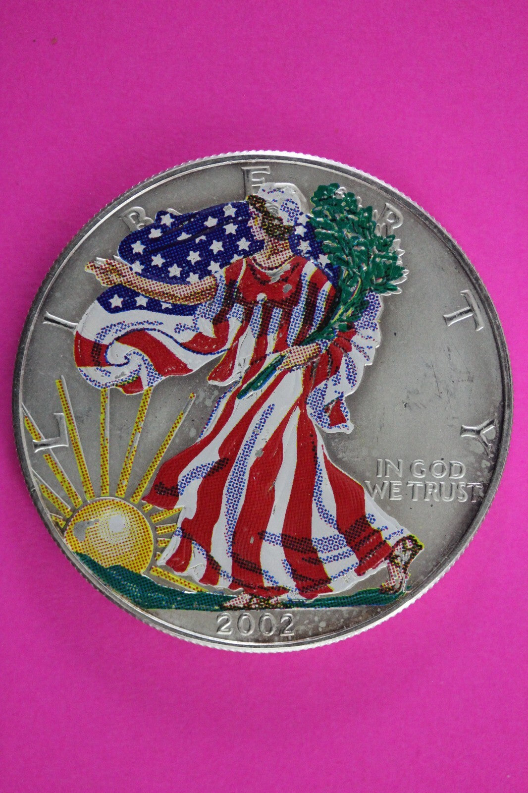 Colorized 2002 American Silver Eagle 1 Ounce .999 Fine Exact Coin Shown N0501