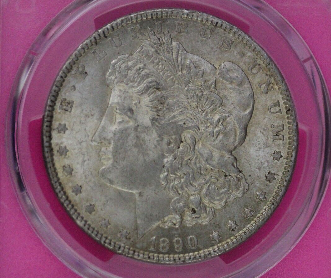 Toned 1890 P MS 62 Morgan Liberty Silver Dollar PCGS Certified Slab 43