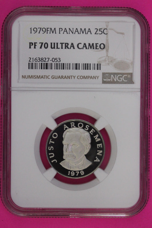 Top Pop 1977 Panama PF 70 Ultra Cameo Proof 25 Centesimos NGC Graded Slab 844