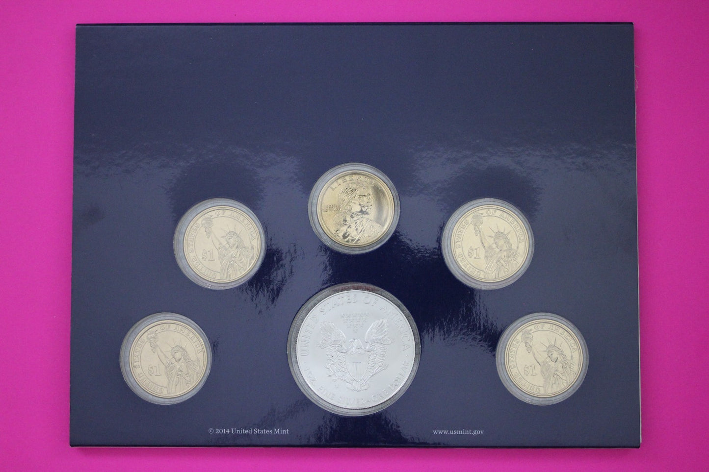 Gem 2014 Brilliant Uncirculated 6 Dollars U.S. Mint Set Silver Eagle COA 9067