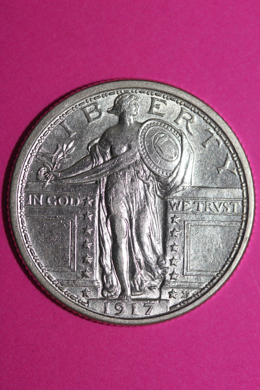 High Grade 1917 P T1 Standing Liberty Silver Quarter Guaranteed Authentic 1112