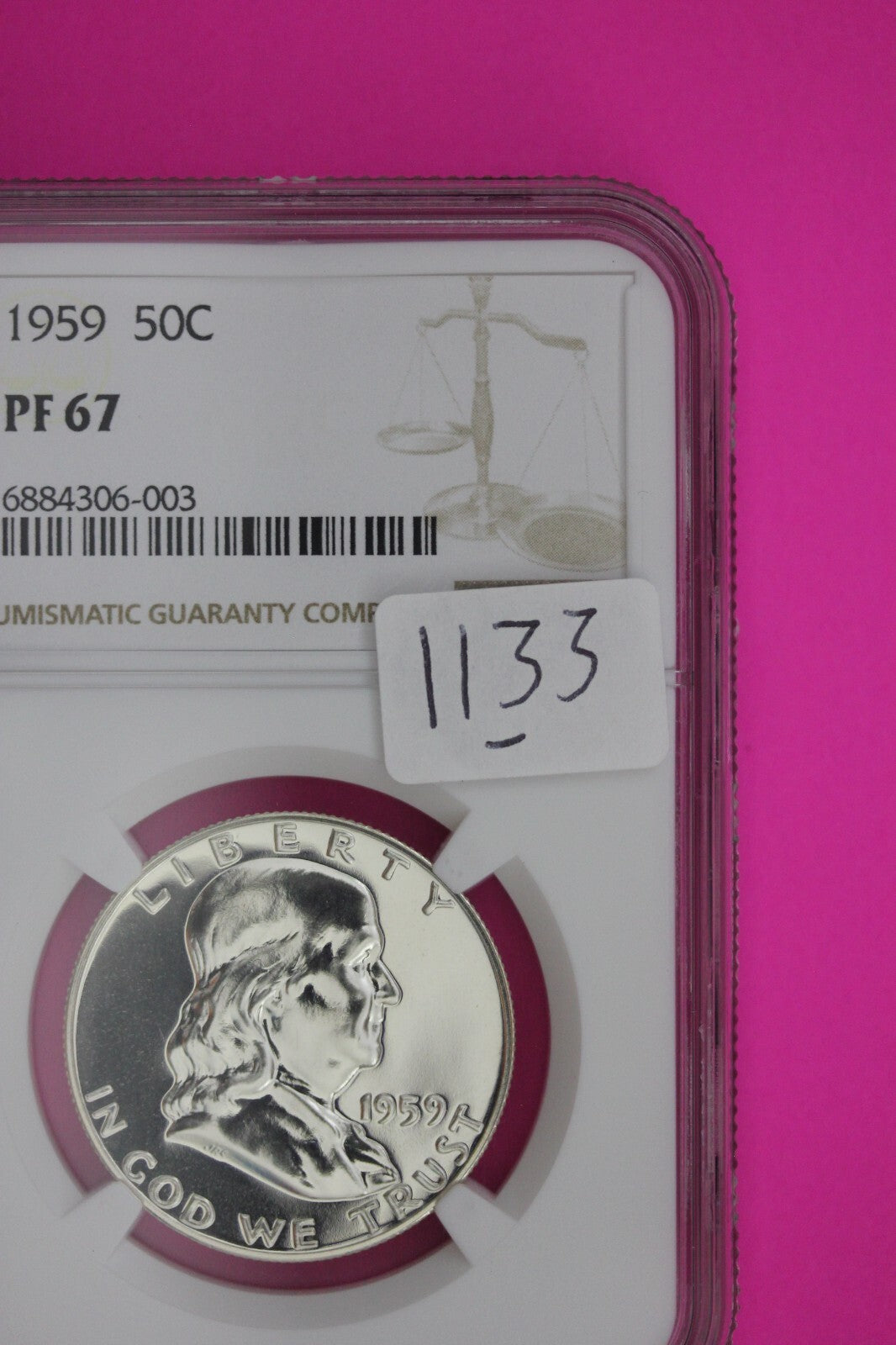 1959 PF 67 Ben Franklin Half Dollar NGC Graded Certified Authentic Slab 1133