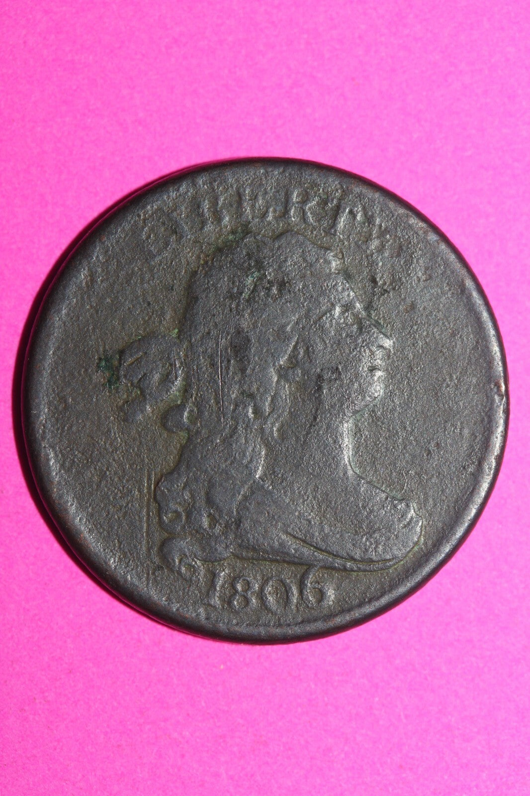 1806 Rotated Die Draped Bust Half Cent Large 6 With Stems Authentic Coin 1329