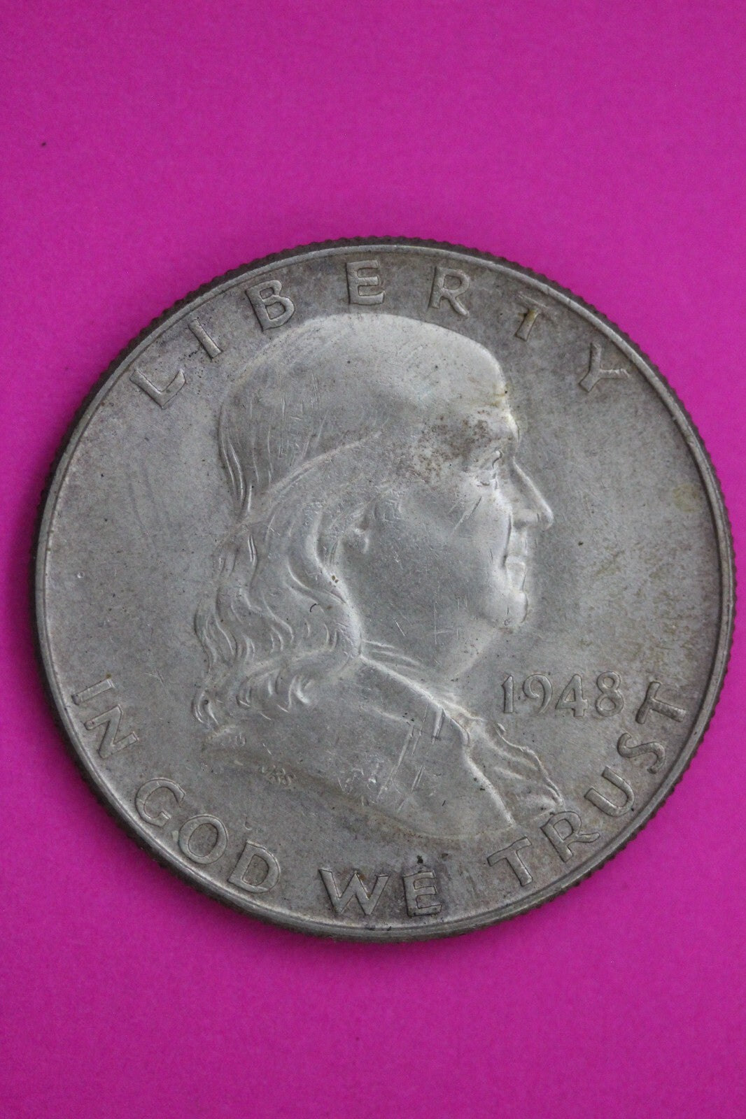 High Grade 1948 P Ben Franklin Silver Half Dollar FBL Guaranteed Authentic 1049