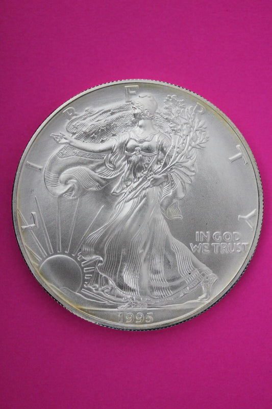 Gem BU 1995 American Silver Eagle Key Date 1 Ounce .999 Exact Coin Shown 24