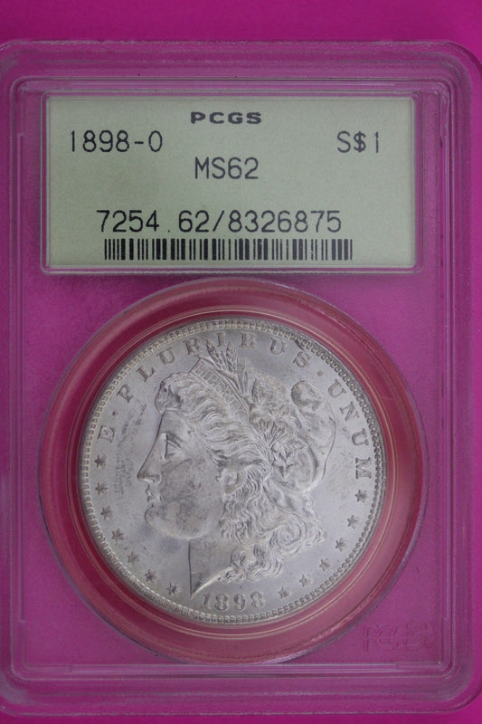 1898 O MS 62 Liberty Morgan Silver Dollar PCGS Certified Authentic Slab 1151