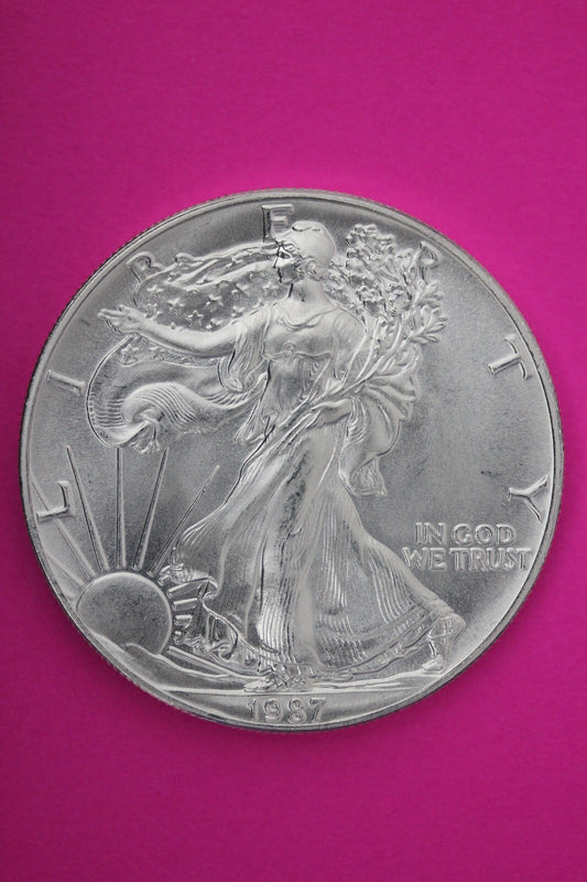 Gem BU 1987 American Silver Eagle Key Date 1 Ounce .999 Exact Coin Shown 53