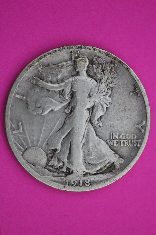1918 S Walking Liberty Half Dollar Scarce Semi Key Date Silver Walker Coin 0002