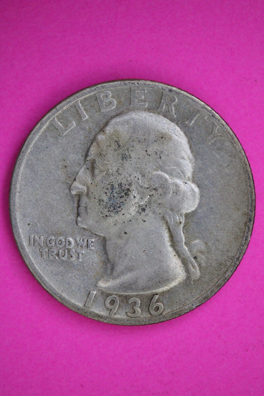 1936 D George Washington Quarter Silver Guaranteed Authentic & Genuine Coin 2964