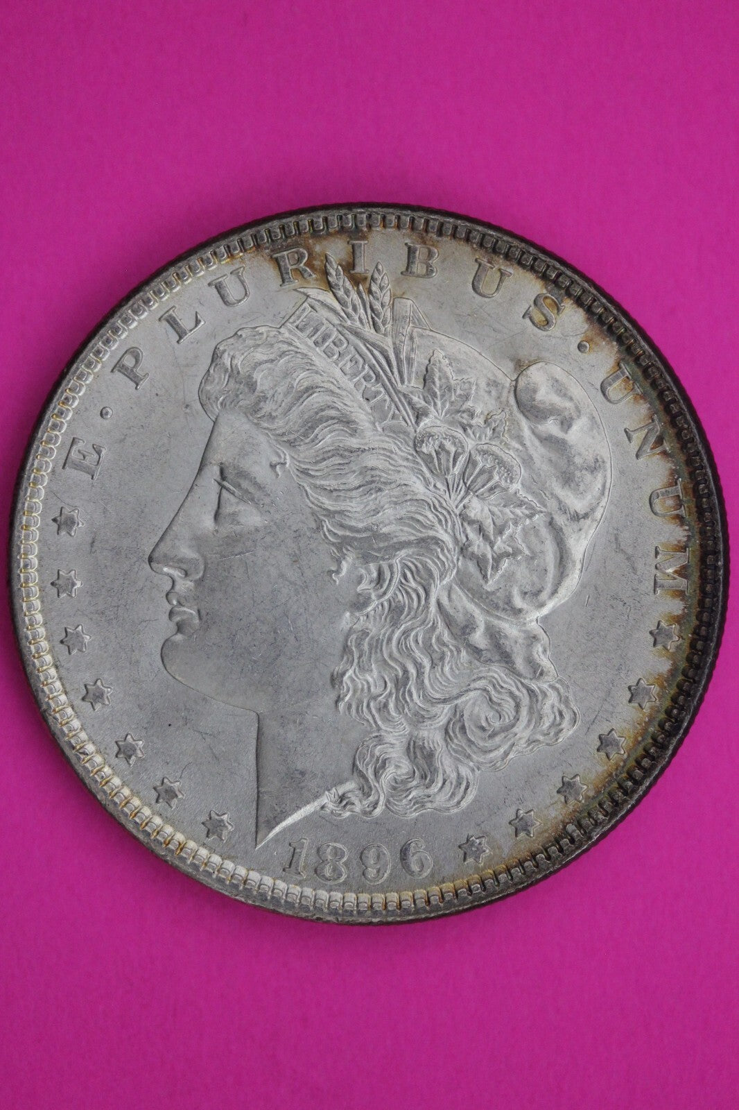 Rainbow Toned 1896 P Liberty Morgan Silver Dollar Coin Guaranteed Authentic 121N