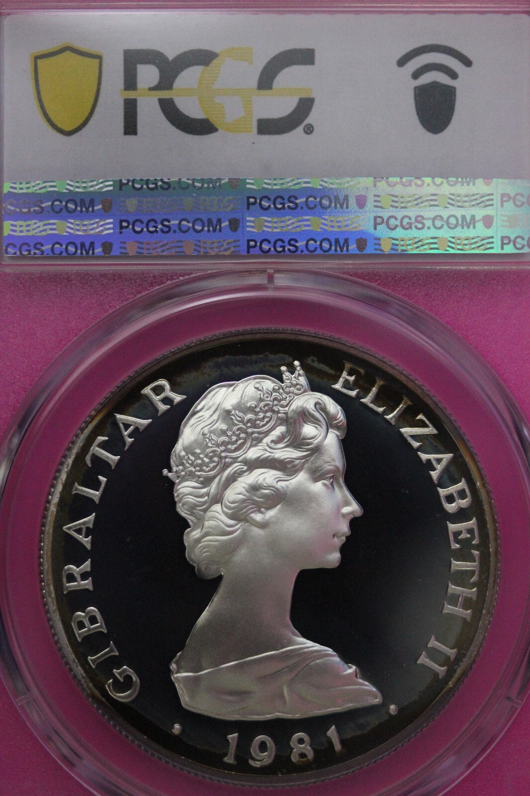 Toned 1981 PR 68 DCAM Crown Gibraltar Princess Diana Royal Wedding PCGS Slab 603
