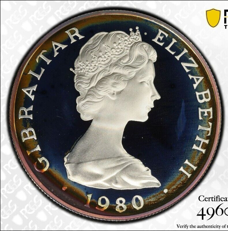 Toned 1980 PR 68 DCAM Crown Gibraltar  PCGS Queen Elizabeth 80th Birthday 506