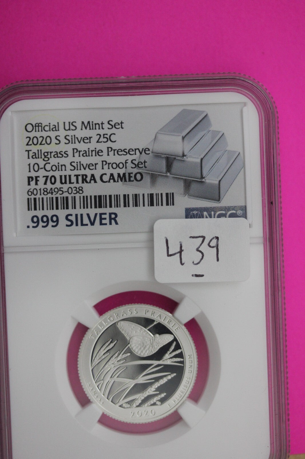 2020 S  PF 70 Silver Quarter Tallgrass Praire Preserve NGC From Mint Set 439
