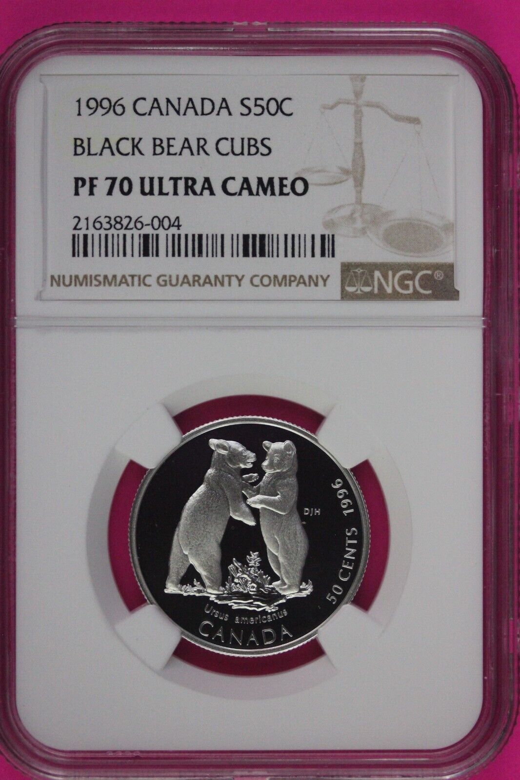 Top Pop 1996 PF 70 Ultra Cameo Canada Black Bear Cubs Silver 50c NGC Slab 1055