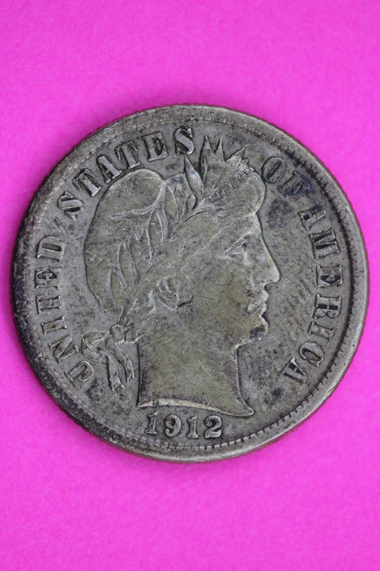 High Grade 1912 D Barber Liberty Dime Semi Key Date Silver Coin Philadelphia 12