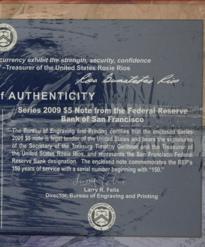 Mint Sealed 2012 Coin & Currency Set Proof 1 OZ Silver Eagle & $5 Note COA 9015