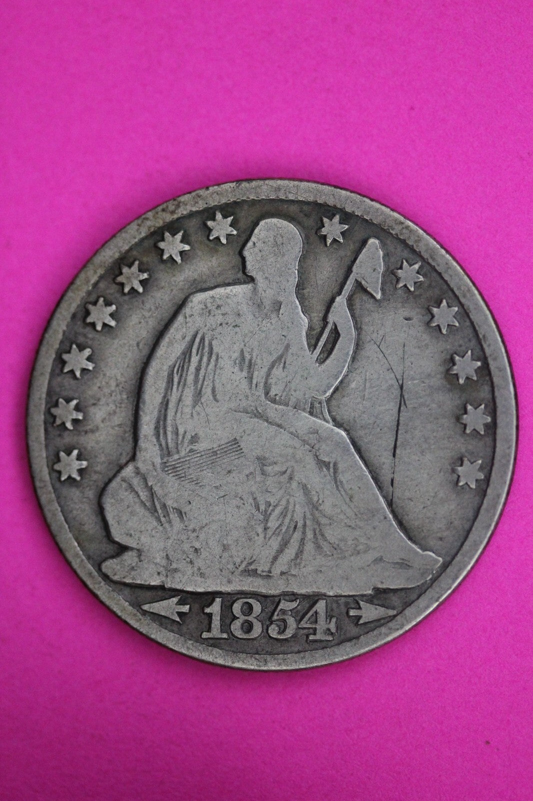 1854 O Double Date Seated Liberty Half Dollar Silver Coin Authentic Coin 1480