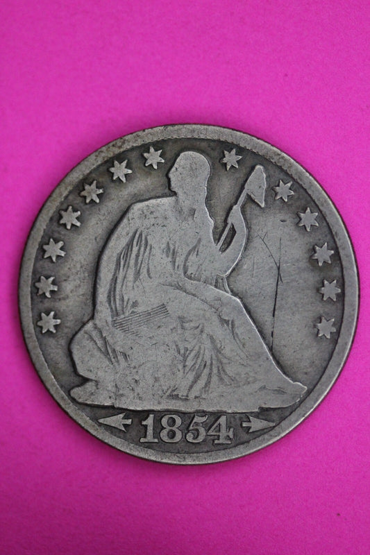 1854 O Double Date Seated Liberty Half Dollar Silver Coin Authentic Coin 1480