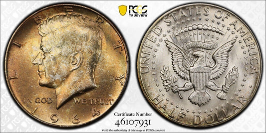 Toned Color 1964 P MS 65 John Kennedy Half Dollar PCGS Trueview Graded OCE 76