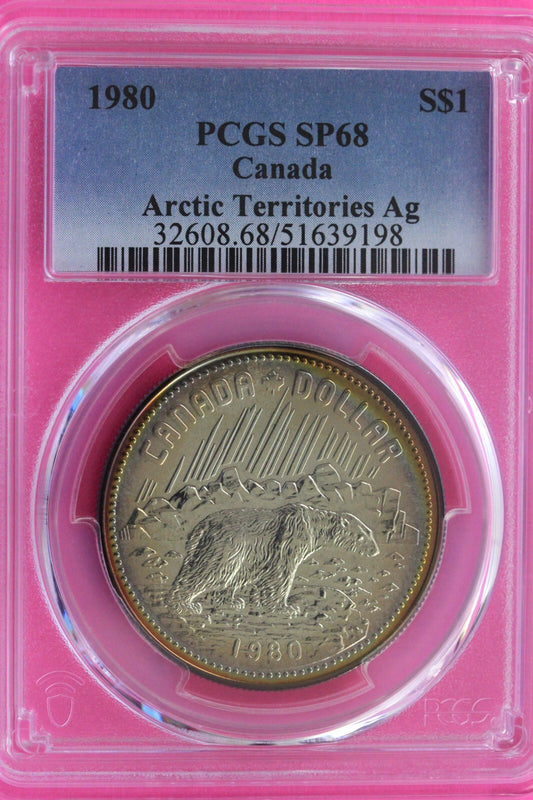 Toned 1980 SP 68 Canada Silver Dollar Artic Territories AG PCGS Certified  121