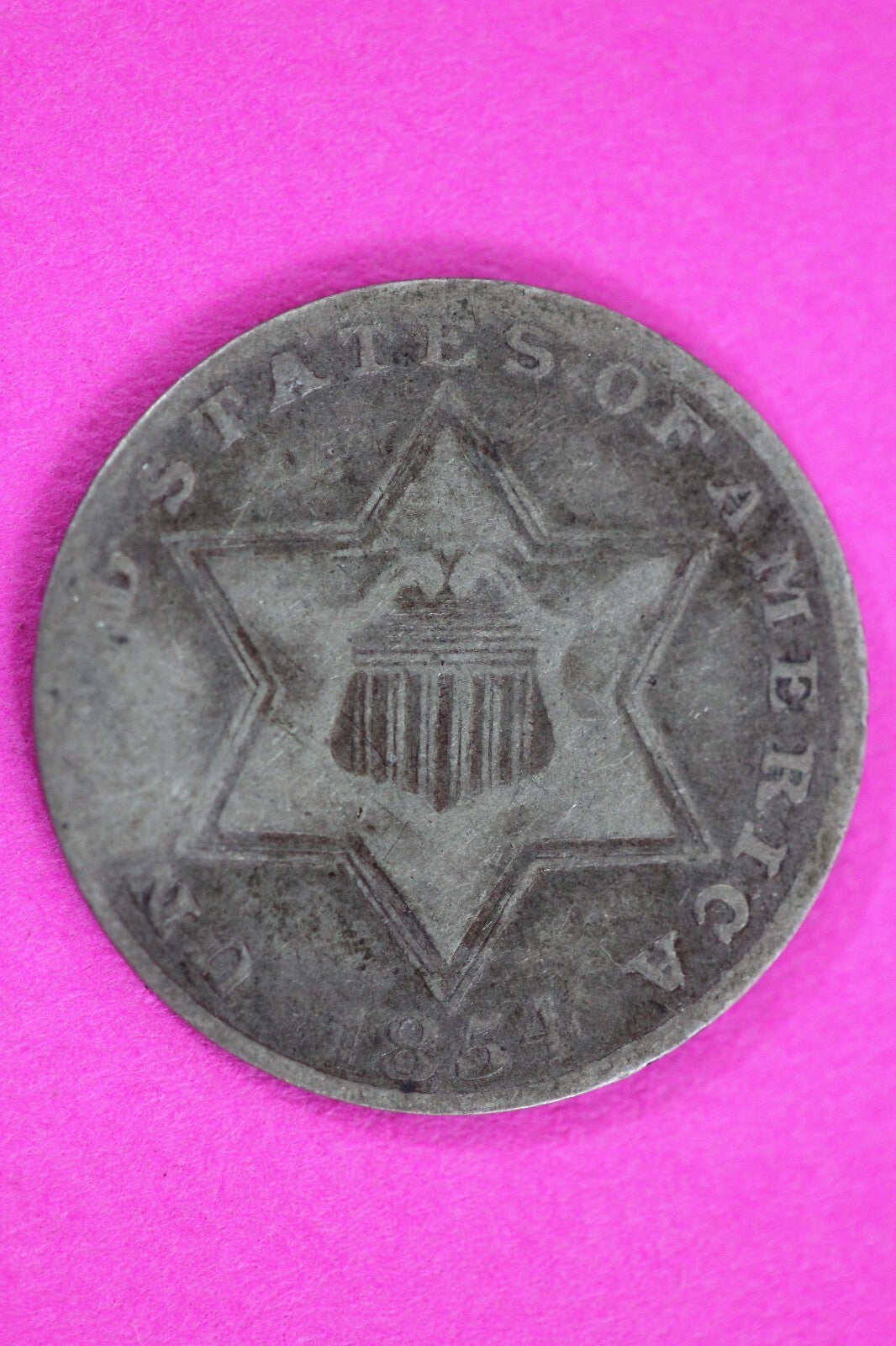 1854 Trime 3 Three Cent Silver Dime Exact Coin Shown In Pics Semi Key Date 71