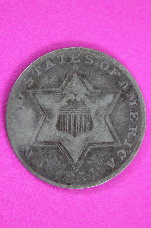 1854 Trime 3 Three Cent Silver Dime Exact Coin Shown In Pics Semi Key Date 71