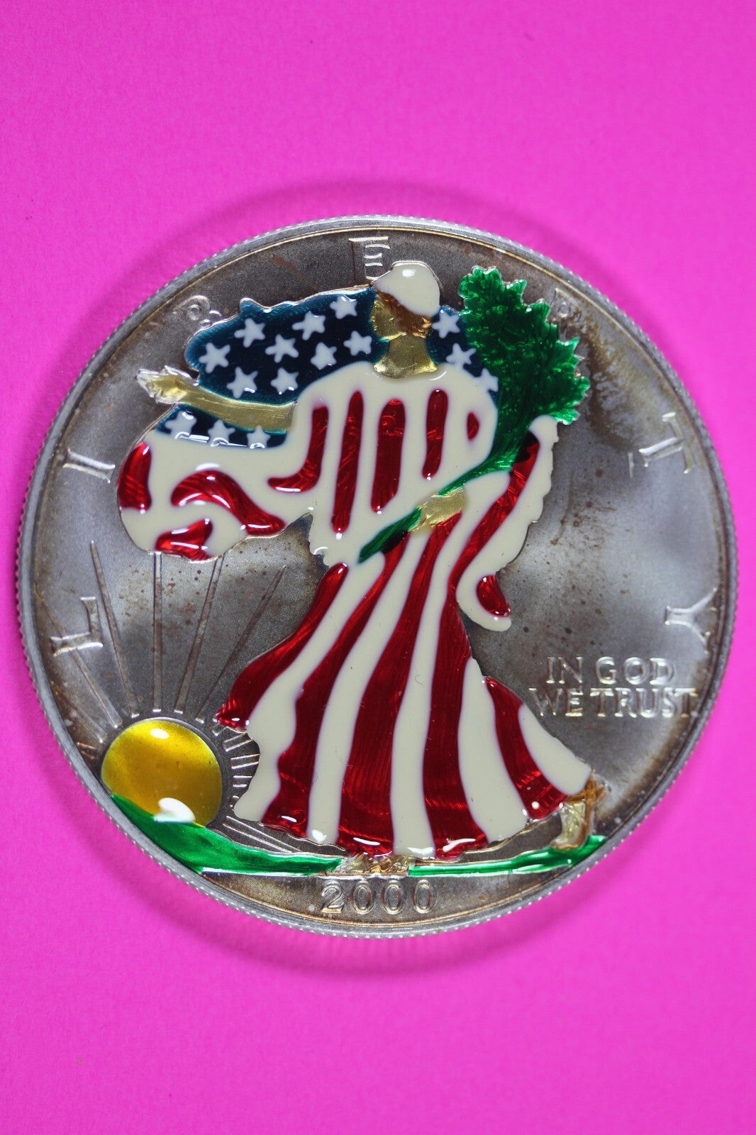 Colorized 2000 American Silver Eagle 1 Ounce .999 Fine Exact Coin Shown 154