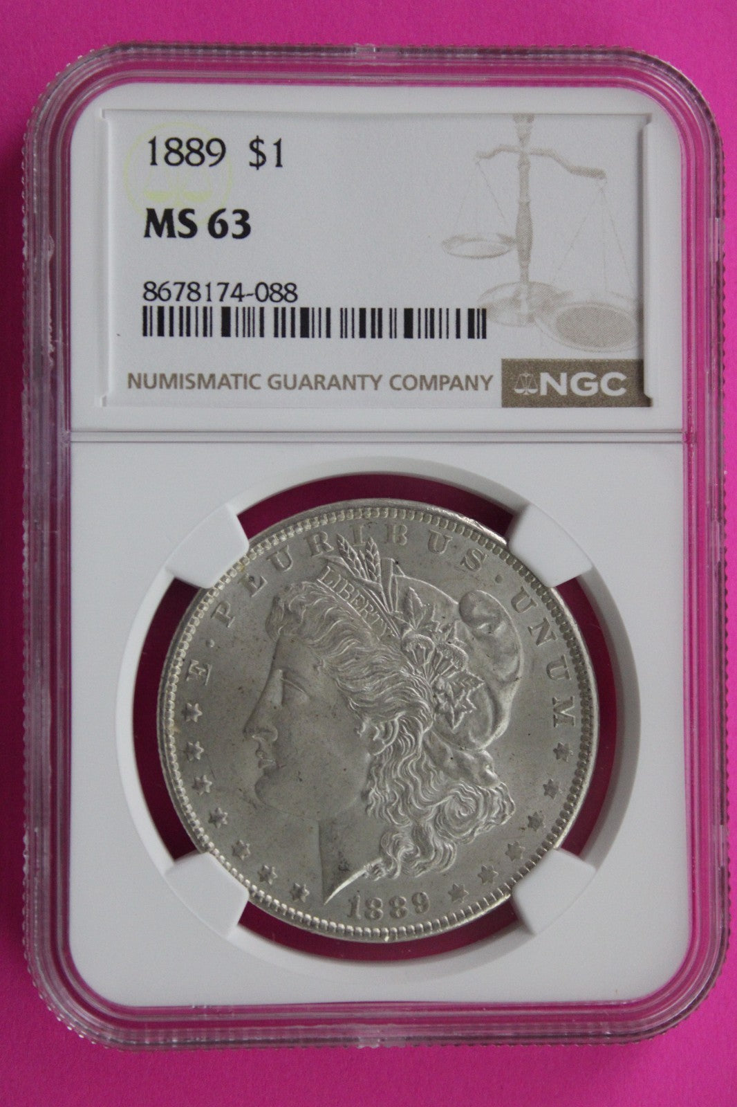 1889 P MS 63 Liberty Morgan Silver Dollar NGC Certified Graded Authentic 828