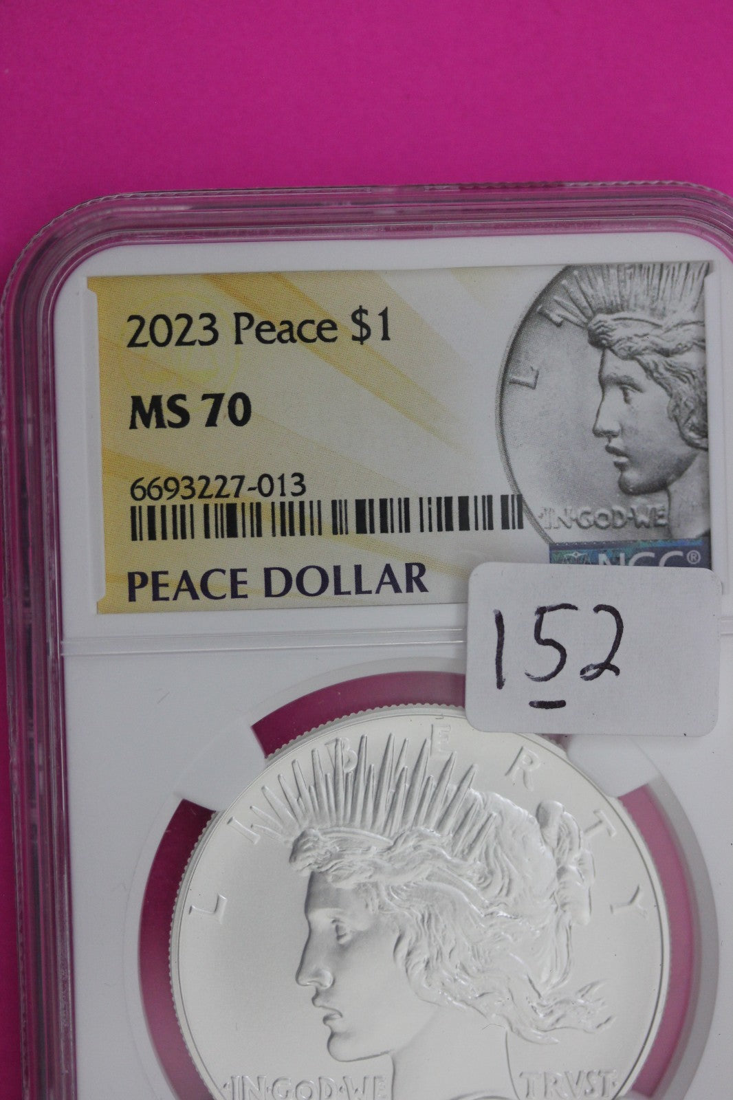 2023 P MS 70 Peace Silver Dollar .999 NGC Graded Certified Authentic Coin 152