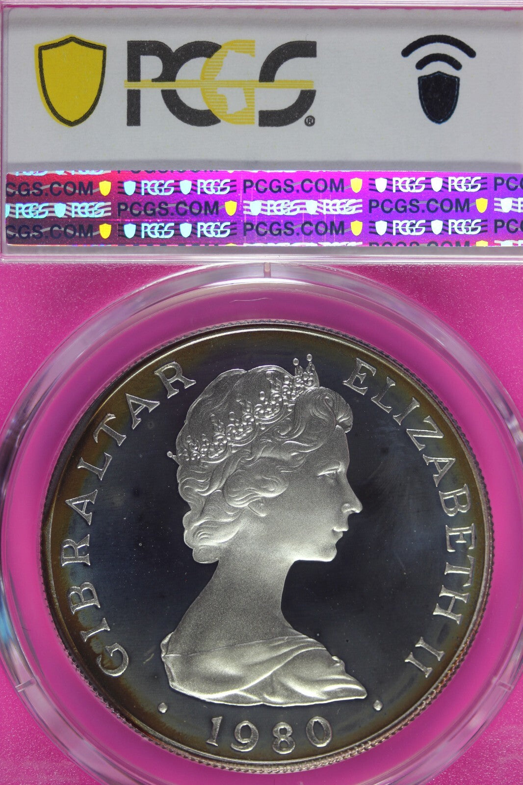 1980 PR 68 DCAM Crown Gibraltar  PCGS Queen Elizabeth 80th Birthday Silver 539