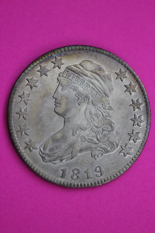 High Grade 1819 Bust Capped Quarter Liberty Silver Key Date Coin Authentic 1005
