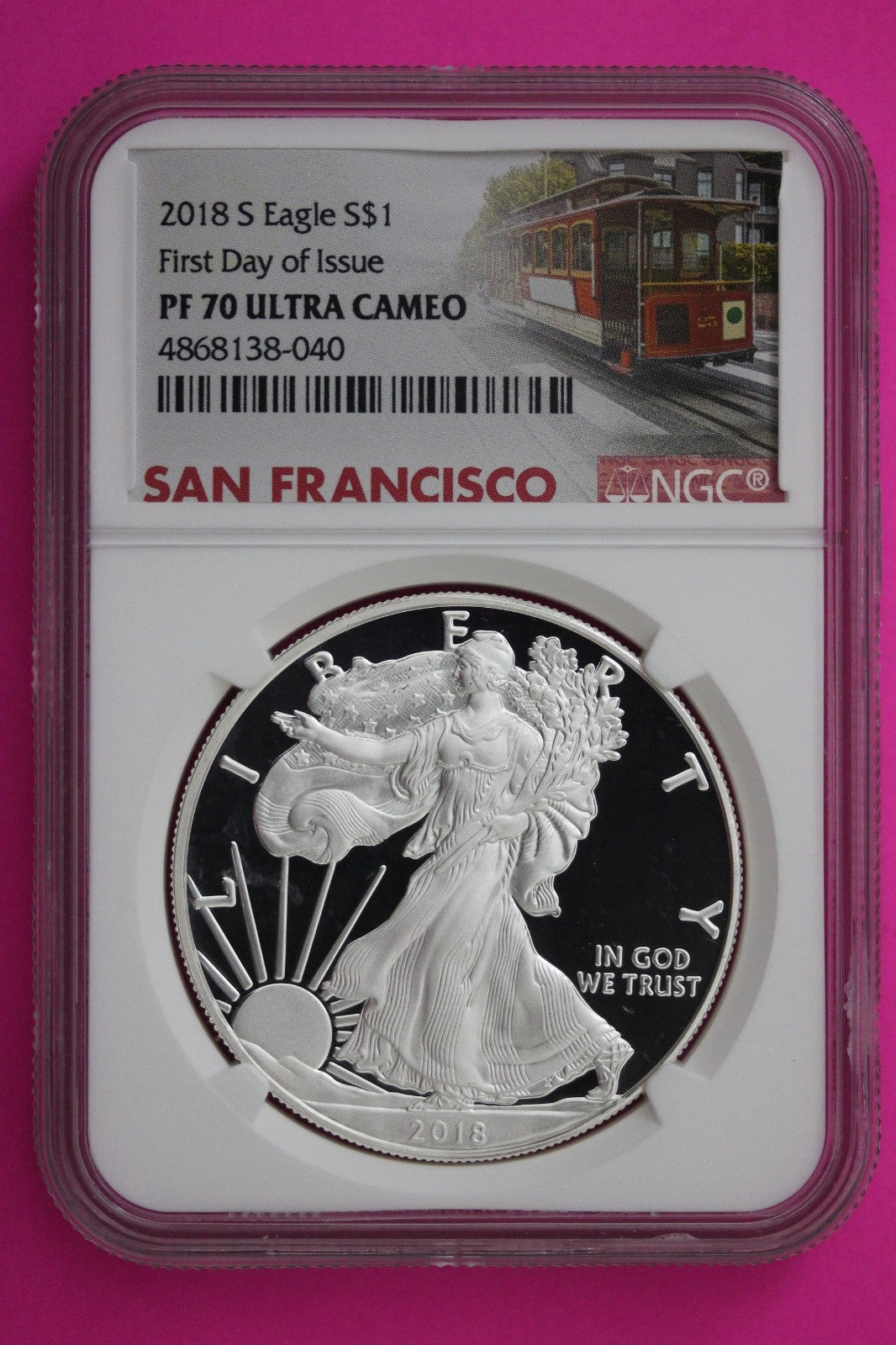 2018 S PF 70 Proof DCAM Silver American Eagle NGC Certified Authentic Graded 278