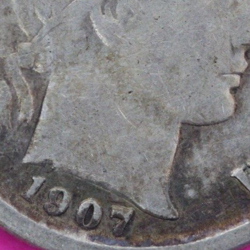 1907 O Barber Liberty Dime Scarce Semi Key Date Silver Coin New Orleans Mint 168