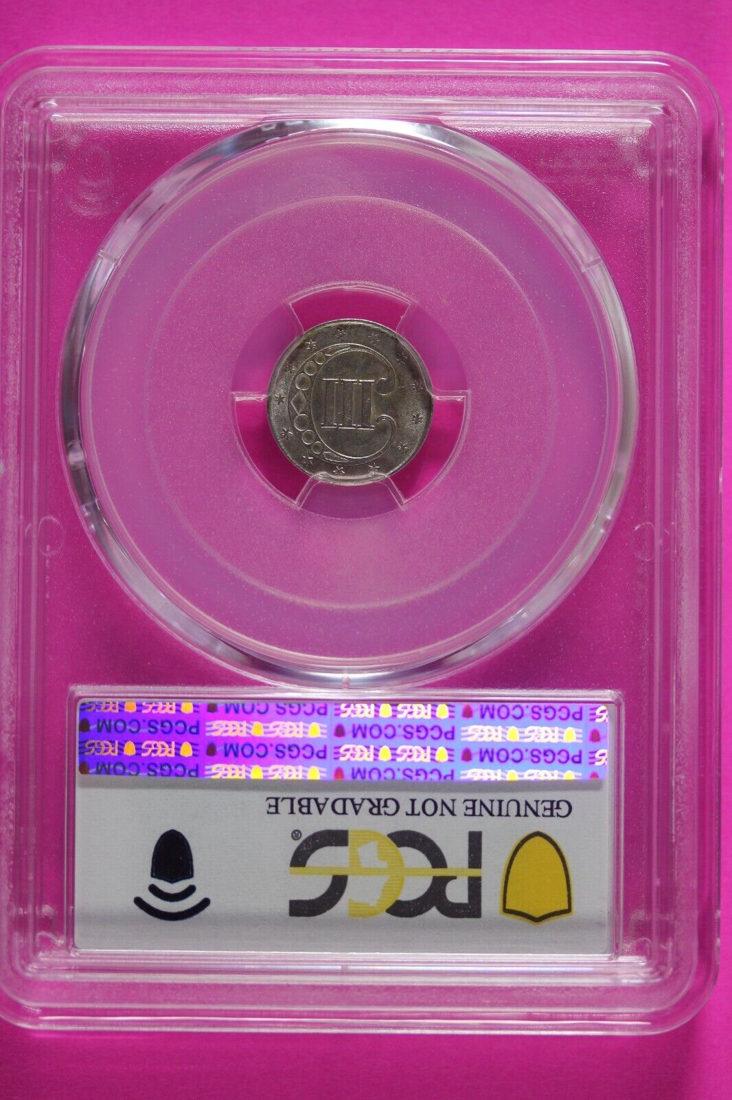 1853 Unc Detail Trime 3 Three Cent Silver Dime PCGS Genuine Cleaned Slab 934