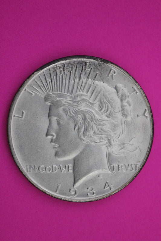 High Grade 1934 D Peace Silver Dollar LIberty Coin Guaranteed Authentic 0296N